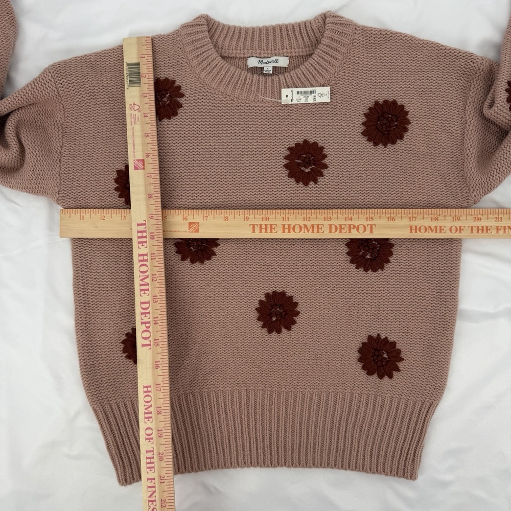 Madewell Sz S Flower Embroidered Pullover Sweater Merino Wool & Alpaca Blend - Picture 8 of 9